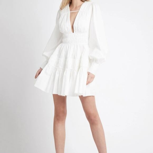 Aje Fallingwater Gathered Mini Dress Ivory Size 4 NWT - Picture 2 of 14